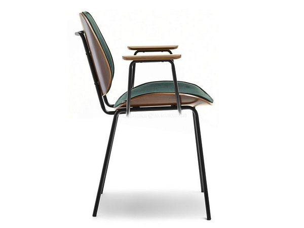 Hajlított székek FACTOR szék, dió-zöld plüss 15