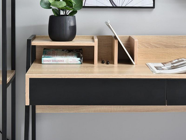 Íróasztalok és polcok RIKO íróasztal, sonoma tölgy – fekete 5