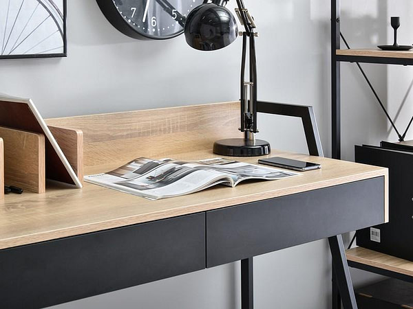 Íróasztalok és polcok RIKO íróasztal, sonoma tölgy – fekete 8