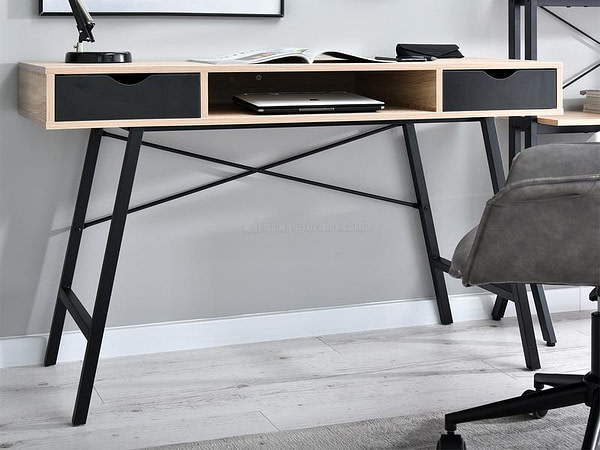 Íróasztalok és polcok GAVLE fiókos íróasztal, sonoma tölgy-fekete 6