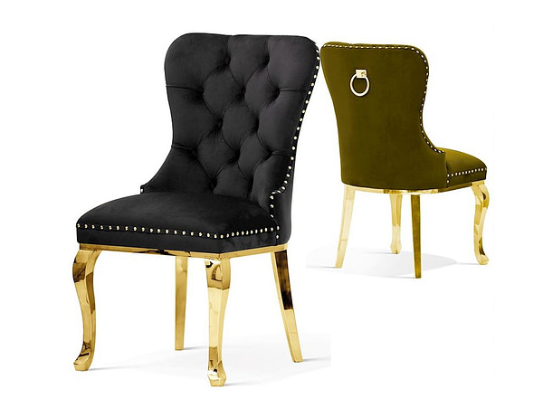 Glamour Lady Glamour szék, arany láb és kopogtató, szegecselt,  választható kárpit 2