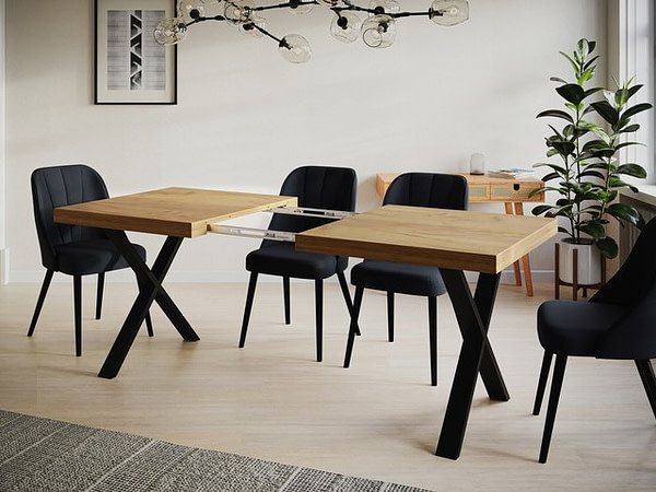 Bővíthető asztalok LOFT’X nyitható x-lábas étkezőasztal, választható méretek és színek 4