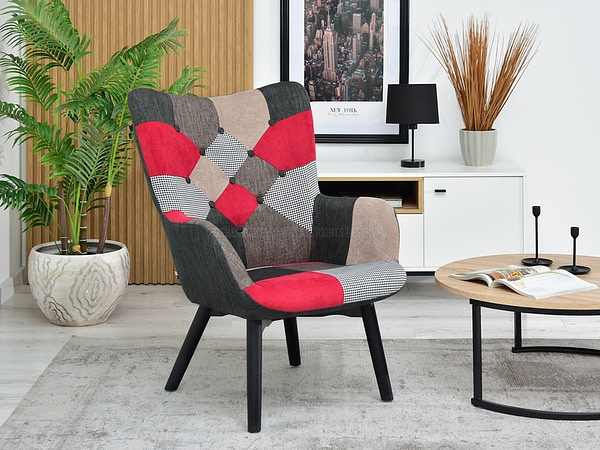 Nuria NURIA steppelt skandináv fotel patchwork 3-fekete 4