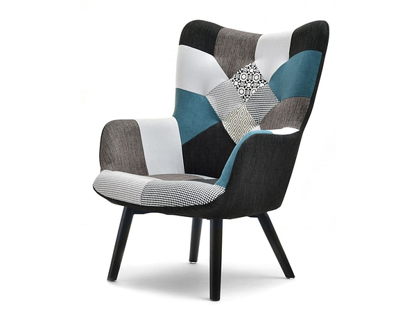 Nuria NURIA steppelt skandináv fotel patchwork 4-fekete