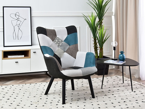 Nuria NURIA steppelt skandináv fotel patchwork 4-fekete 9