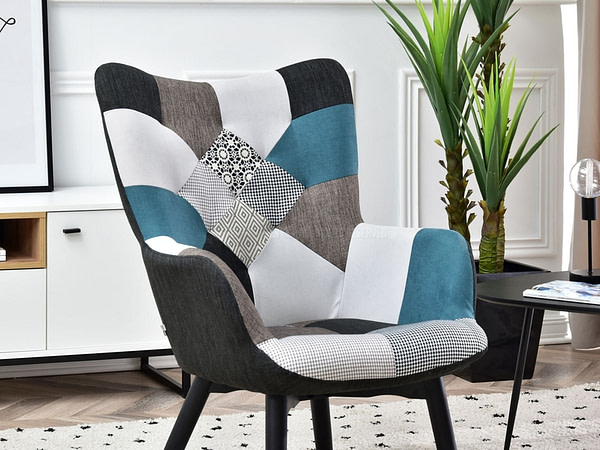 Nuria NURIA steppelt skandináv fotel patchwork 4-fekete 13