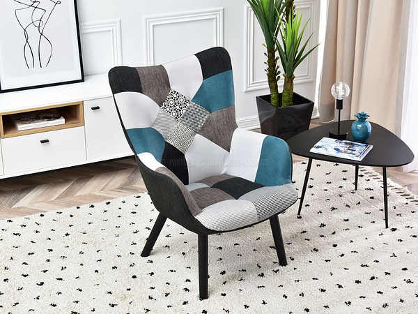 Nuria NURIA steppelt skandináv fotel patchwork 4-fekete 8