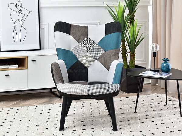 Nuria NURIA steppelt skandináv fotel patchwork 4-fekete 10