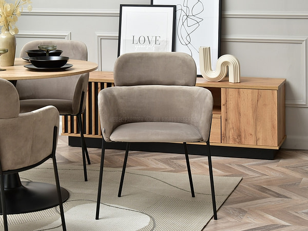Zonder categorie BIAGIO design szék, beige plüss 8
