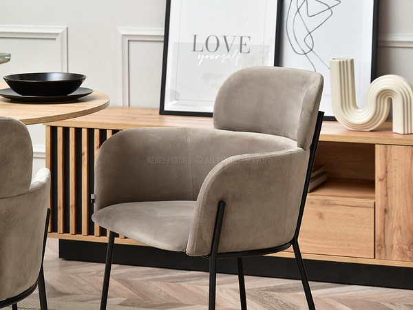 Zonder categorie BIAGIO design szék, beige plüss 3