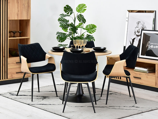 Hajlított székek RENZO design étkezőszék, fekete – tölgy 3