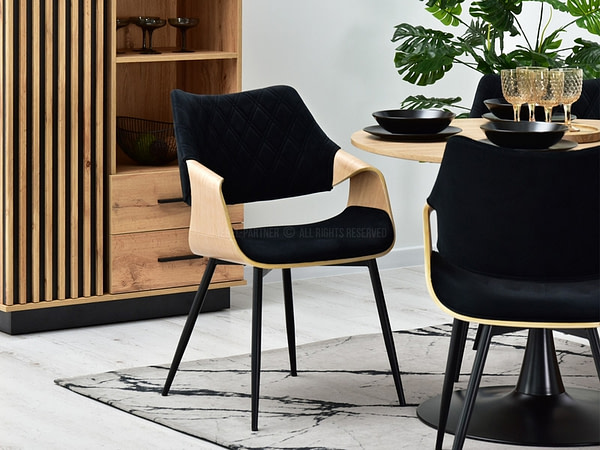 Hajlított székek RENZO design étkezőszék, fekete – tölgy 7
