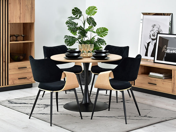 Hajlított székek RENZO design étkezőszék, fekete – tölgy 11
