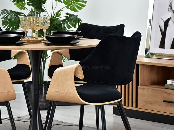 Hajlított székek RENZO design étkezőszék, fekete – tölgy 2