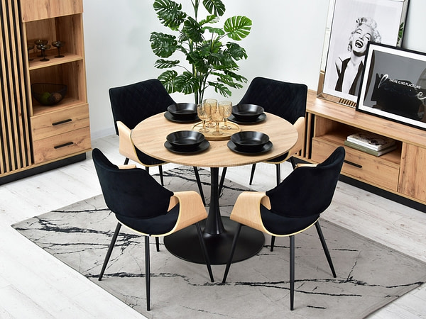 Hajlított székek RENZO design étkezőszék, fekete – tölgy 8