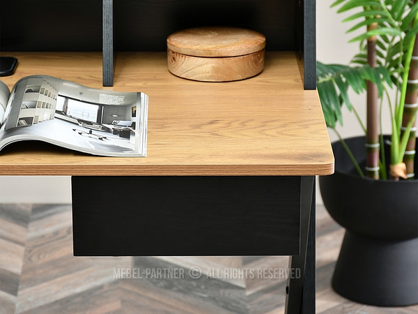 Íróasztalok és polcok ASGARD fiókos, x-lábú íróasztal, fekete-tölgy-fekete 16
