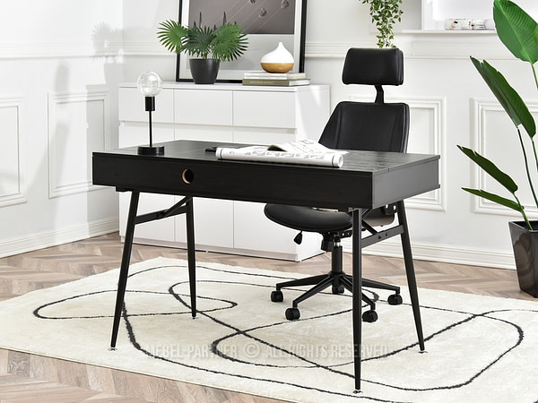 Íróasztalok és polcok BODEN fiókos íróasztal, fekete-fehér-fekete 12