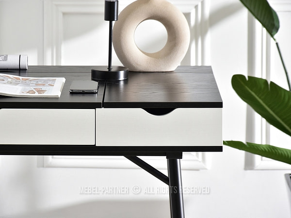 Íróasztalok és polcok BODEN fiókos íróasztal, fekete-fehér-fekete 6