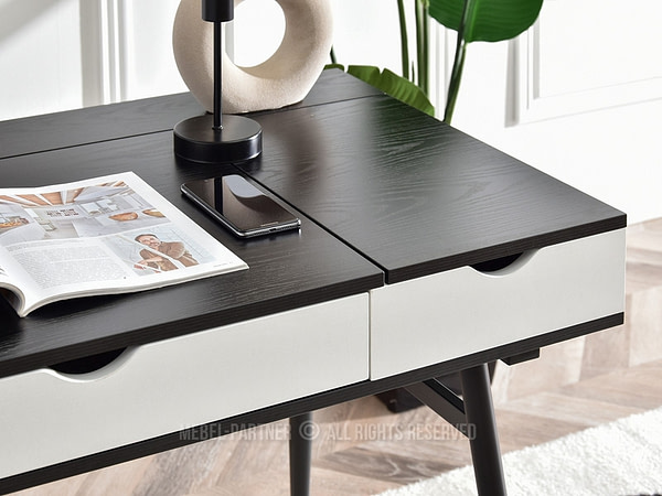 Íróasztalok és polcok BODEN fiókos íróasztal, fekete-fehér-fekete 7