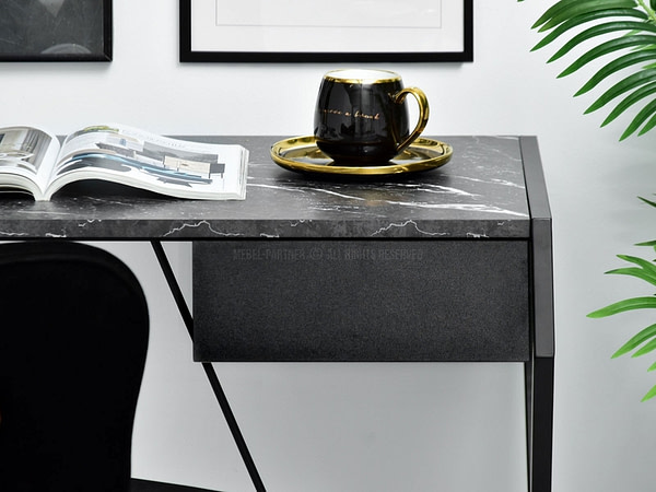 Íróasztalok és polcok DESIGNO fiókos, x-lábú íróasztal, fekete márvány-fekete 7