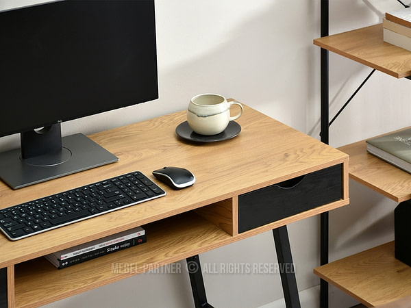 Íróasztalok és polcok GAVLE fiókos íróasztal, tölgy-fekete 12