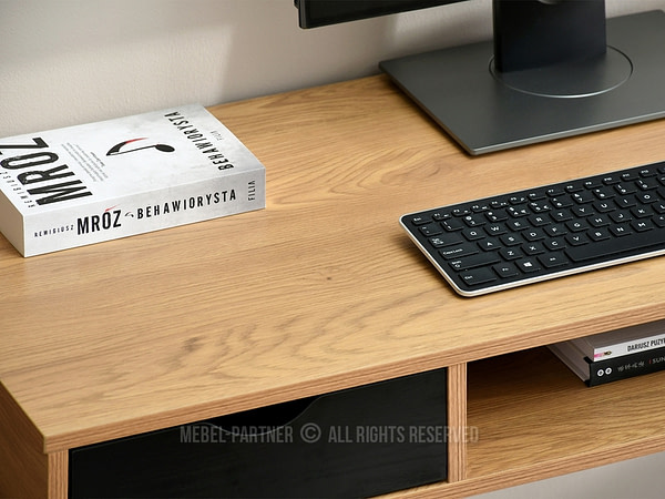 Íróasztalok és polcok GAVLE fiókos íróasztal, tölgy-fekete 2
