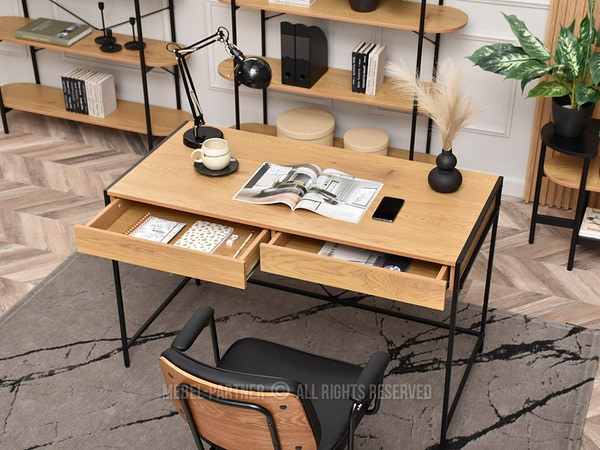 Íróasztalok és polcok UNIF íróasztal, fekete-tölgy 3