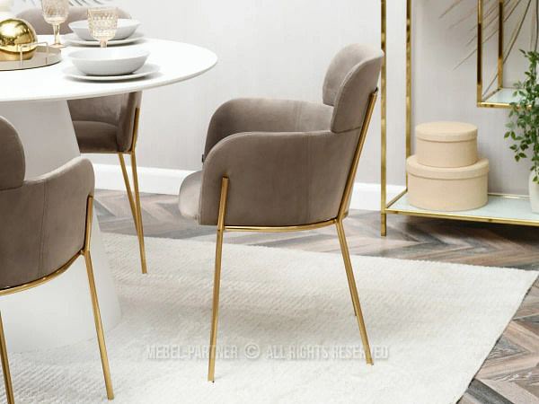 Zonder categorie BIAGIO design szék, beige velúr, arany 9