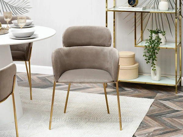 Zonder categorie BIAGIO design szék, beige velúr, arany 5