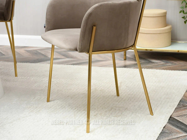 Zonder categorie BIAGIO design szék, beige velúr, arany 8