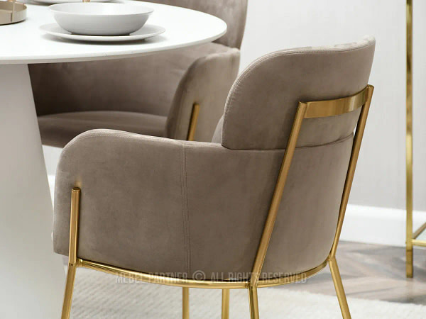 Zonder categorie BIAGIO design szék, beige velúr, arany 7