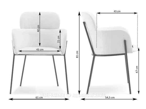 Zonder categorie BIAGIO design szék, krémszínű velúr 4