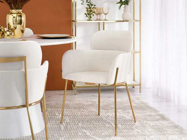 Zonder categorie BIAGIO design szék, krémszínű velúr, arany 10