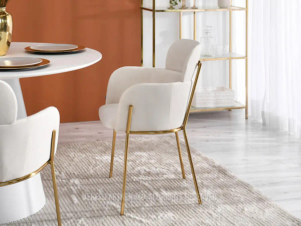 Zonder categorie BIAGIO design szék, krémszínű velúr, arany 6