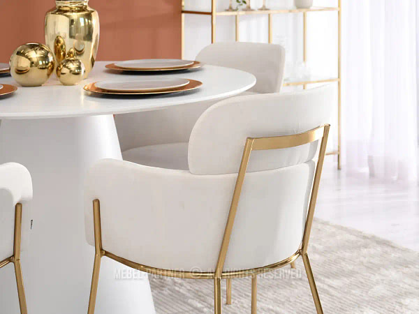Zonder categorie BIAGIO design szék, krémszínű velúr, arany 5