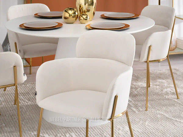Zonder categorie BIAGIO design szék, krémszínű velúr, arany 7