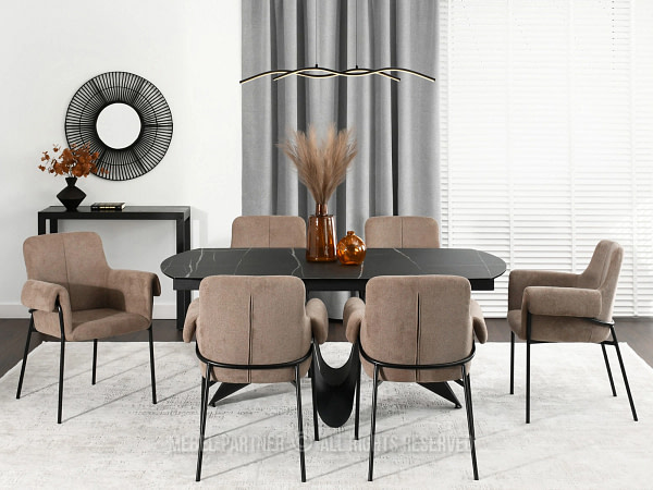 Zonder categorie MATIAS karfás design étkezőszék, taupe-fekete 14