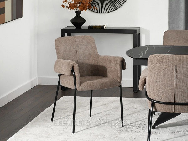 Zonder categorie MATIAS karfás design étkezőszék, taupe-fekete 7