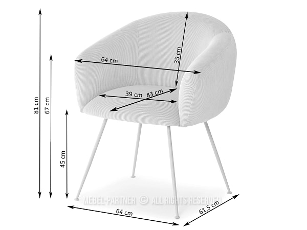 Zonder categorie MIDO design szék, beige kordbársony-szürke 12