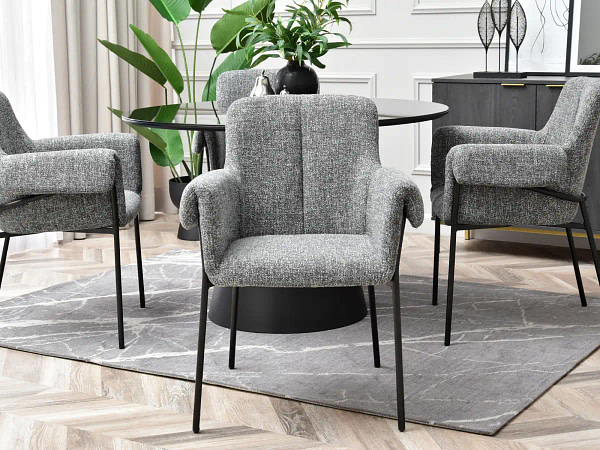 Zonder categorie MATIAS karfás design étkezőszék, szürke melange-fekete 15