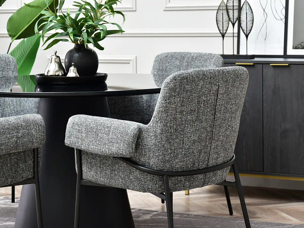 Zonder categorie MATIAS karfás design étkezőszék, szürke melange-fekete 6