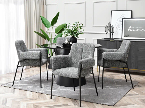 Zonder categorie MATIAS karfás design étkezőszék, szürke melange-fekete 9