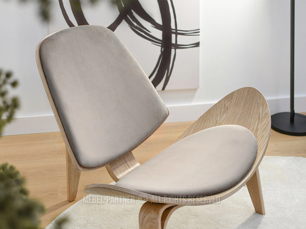 Roland ROLAND hajlított fa fotel, beige velúr-tölgy 7