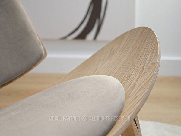 Roland ROLAND hajlított fa fotel, beige velúr-tölgy 8