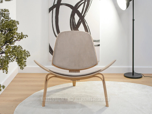 Roland ROLAND hajlított fa fotel, beige velúr-tölgy 4