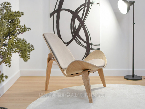 Roland ROLAND hajlított fa fotel, beige velúr-tölgy 3