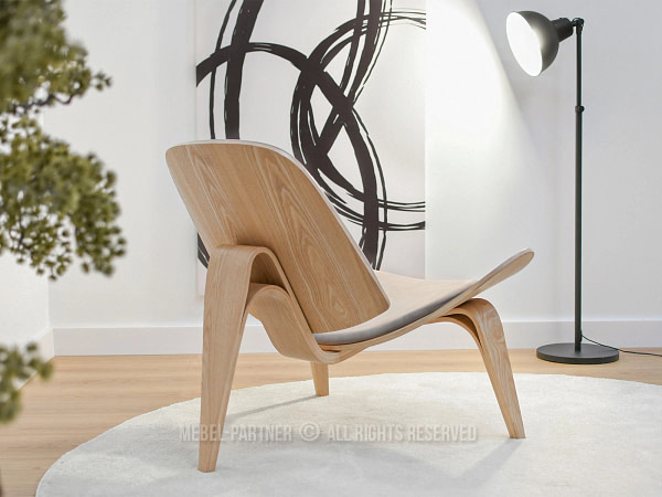 Roland ROLAND hajlított fa fotel, beige velúr-tölgy 5