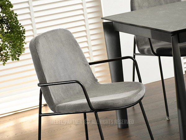 Ulrik ULRIK karfás design étkezőszék, szürke kordbársony-fekete 7