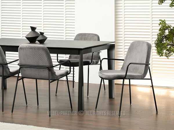 Ulrik ULRIK karfás design étkezőszék, szürke kordbársony-fekete 3