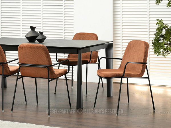 Ulrik ULRIK karfás design étkezőszék, vörösréz kordbársony-fekete 5